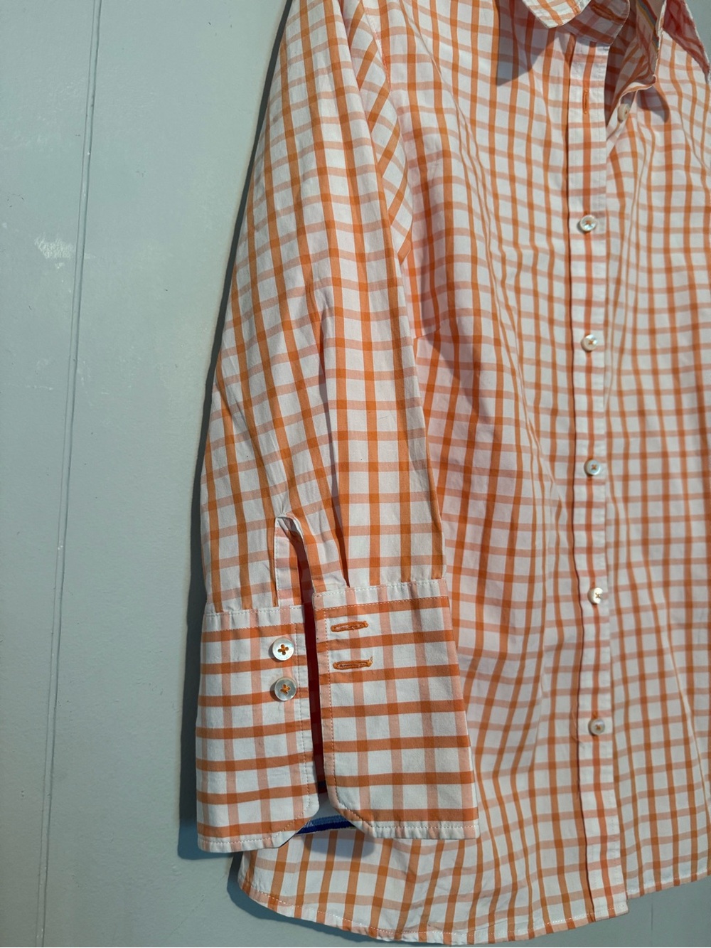 J. McLaughlin Orange & White Checked Button-Up Shirt - Picture 3 of 4